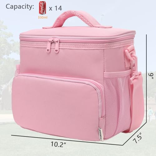 GYEUKHAM Insulated Lunch Bag for Adult/Women/Men, Reusable Large Lunch Box Cooler Soft Leakproof Tote, Thermal Meal Prep Lunch Pail with Adjustable Shoulder Strap for Picnic/Travel/Office,Pink - color: Pink