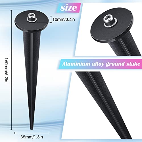 16 Packs Threaded Spike Flood Light Ground Stake Metal Replacement Stakes for Solar Lights Outdoor LED Solar Light Stakes with 16 Hex Screws for Gardens Yard Path Lawn 6.3 Inches (Black)