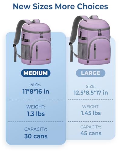 Pritent Cooler Backpack Insulated Waterproof,30/45 Cans Backpack Coolers Leakproof Lunch Backpack for Men Women Portable Soft Cooler Bag for Beach Camping Trave Picnic - color: leather purple, size: 30 Cans