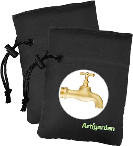 Artigarden Upgraded Outdoor Faucet Cover for Winter Freeze Protection - Outside Water Hose Bib Insulated Sock for Cold Weather, Black, Pack of 2 - color: Black, size: 2PCS-C
