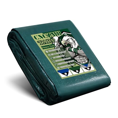 Tarp Waterproof 8x12 Feet, 8 Mil Thick Finished Size Poly Tarpaulin Outdoor, Metal Grommets, Reinforced Edges, Multipurpose Tarps Protective Cover for Camping Boat Plant - color: Green, size: 8x12ft