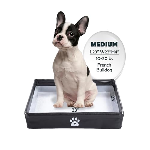 MEEXPAWS Dog Pee Pad Holder Tray Foldable, Puppy Pad Holder Liner Base High Side, Dog Litter Box Indoor for 22’’x22’’ Pee Pads, Training Pad Holder Leak-Proof, Potty Pad Holder for Dogs Easy Clean - color: Black, size: Medium - 23'' x 23'' x4''