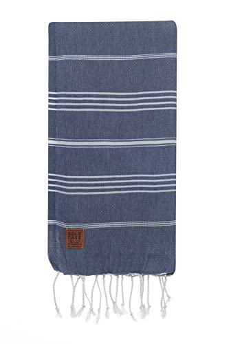 Gold CASE LYCIA Turkish Beach Towel Set of 6 – 100% Cotton Turkish Beach Towels Bulk 70 x 38'' – LYCIA Oversized, Quick Dry & Sand Free Beach Towel – Lightweight Towels Set in Navy Blue - color: Navy Blue, style: Beach-Bath Towel Set