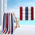 Beach Towel Set-4 Pack 30"x60" Sand Free Stripe Beach Towel for Pool,Bathroom,Soft Absorbent Quick Dry Lightweight Beach Bath Towel,Camping Blanket,Travel Towel,Beach Essentials for Adults,Red/Blue - color: Red/ Blue