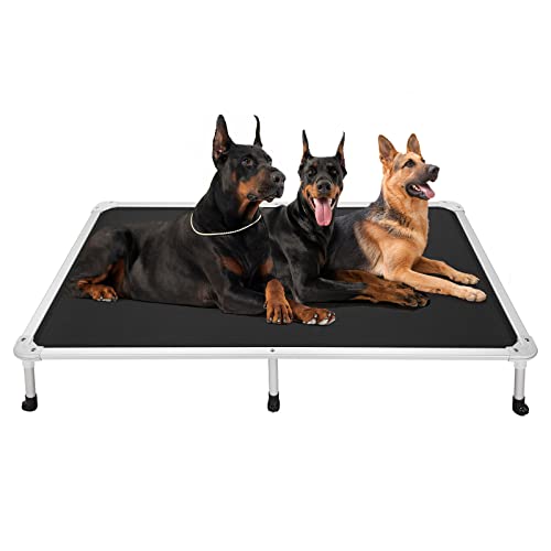 Veehoo Chew Proof Elevated Dog Bed - Cooling Raised Pet Cot - Silver Aluminum Frame and Durable Teslin Mesh Fabric, Unique Designed No-Slip Feet for Indoor or Outdoor Use, Black, XX-Large, CWC2003 - color: Black, size: 59.0"L x 37.5"W x 9.0"Th