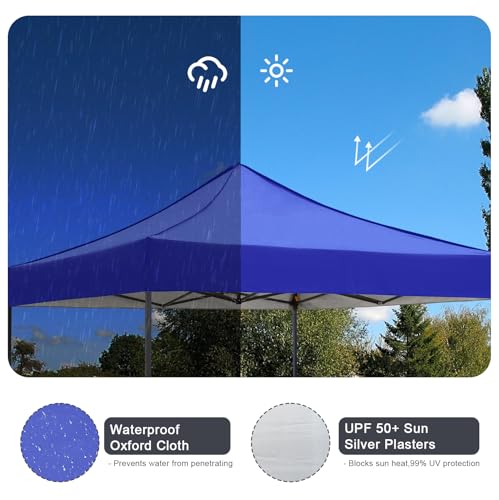 10x10 Pop up Canopy Tent with Sidewalls,Heavy Duty Waterproof Sun Shade Canopy Easy up Canopy with Wheel Bag Commercial Gazebo Tent for Outdoors Parties Vendors Camping Beach(Blue) - color: Blue