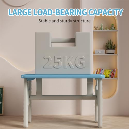UNICOO Kids Folding Table, Toddler Activity Table for Study, Snack, Art Craft and Play, Portable Plastic Children's Table for Small Spaces, Home and Playroom - color: Blue & Grey