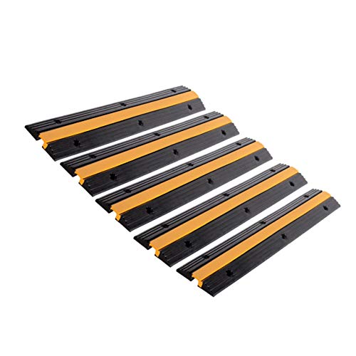 5 Pack Rubber Cable Ramp Hose Cable Protector Ramp 1 Channel 11000Lbs Load Capacity Traffic Speed Bump Wires Power Lines Extension Cord Cover for Indoor Outdoor - color: 11000Lbs-1Channel-5Pack
