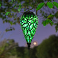 SUNNYPARK Outdoor Plastic Solar Hanging Lantern, 15 Cool White LEDs Twinkle Effect Tear-Shaped Hanging Lantern Decor Garden Decorative Solar Lights for Backyard, Patio and Lawn - style: Green