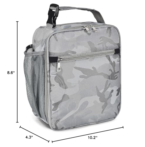 Insulated Lunch Bag, Leakproof Portable Lunch Box for Women Men Boys Girls, Large Capacity Cooler Bag for Office School Camping Hiking Outdoor Beach Picnic (Camo Grey) - color: Camo Grey