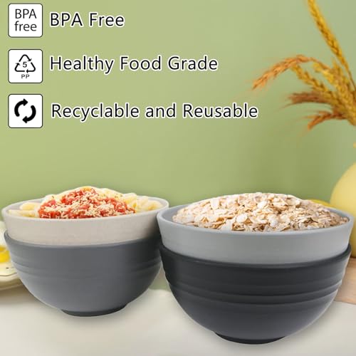 Unbreakable Wheat Straw Cereal Bowls Set of 4, 24 oz Microwave and Dishwasher Safe Lightweight Soup and Salad Bowl Sets, Reusable Dessert Bowls for Rice, Pasta, Snack, Fruit, BPA Free - color: Multicolor