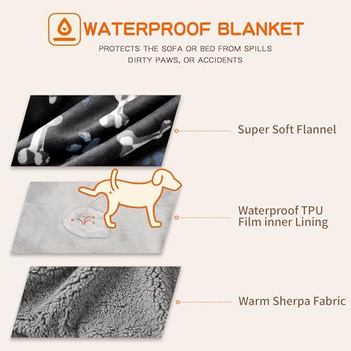 Waterproof Dog Blankets Pet Blanket, 30"x40" Cat Blanket for Indoor Cats, Soft Fluffy Sofa Car Bed Protector, Reversible Sherpa Fleece Puppy Blanket for Small Medium Dogs (Navy Paws) - color: Navy Paws, size: 30"x40"
