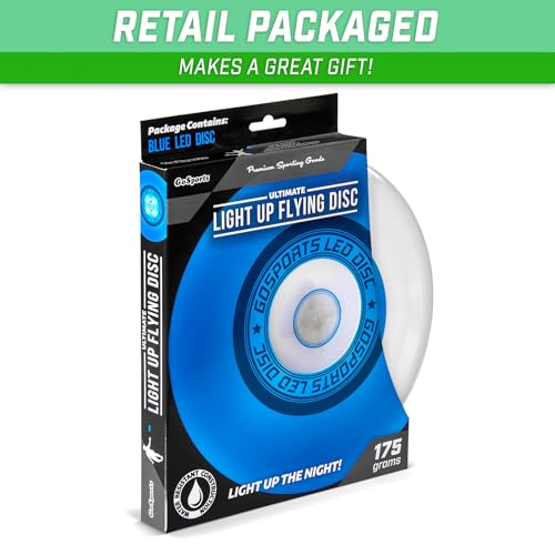 GoSports Ultimate Light Up Flying Disc - 175 Grams with 4 LEDs - Multi, Red, or Blue