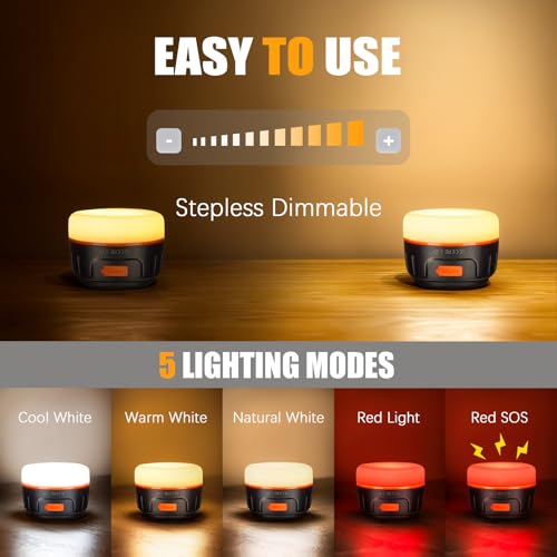 Yonktoo Rechargeable LED Camping Lantern 1000LM, 300H Runtime, 6400mAh, IPX5 Waterproof Tent Light for Camping, Hiking, Power Outages, Home, Emergency Use - Wireless Remote Edition,Orange - color: Orange, size: Wireless Remote Edition