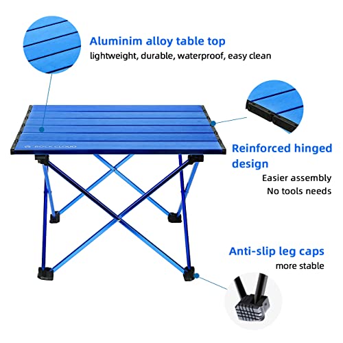 ROCK CLOUD Portable Camping Table Ultralight Aluminum Folding Beach Table Camp for Camping Hiking Backpacking Outdoor Picnic, Blue - color: Blue, size: Small