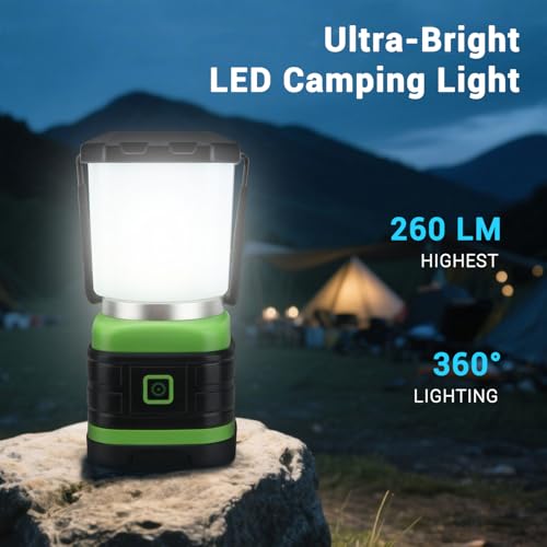 EXTRASTAR 2 PCS Camping Lantern, Lanterns for Power Outages, 260 Lumen max, 2 Flash Modes, Battery Powered Camping Gear for Camping, Hiking, Fishing, Hurricane, Storm, Outage, - size: 2 Pcs