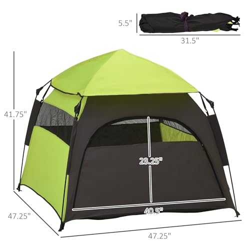 PawHut Pop Up Dog Tent for Extra Large and Large Dogs, Portable Pet Camping Tent with Carrying Bag for Beach, Backyard, Home - color: Green