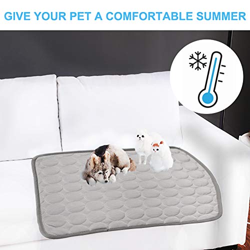 Coppthinktu Cooling Mat for Dogs Summer Dog Pad for Small Medium Large Dogs Cats, Pet Ice Silk Blankets Sleeping Mat, Outdoor Dog Self Cooling Crate Sleep Mats Washable Portable - color: Grey, size: M 23.6" X 20.5"