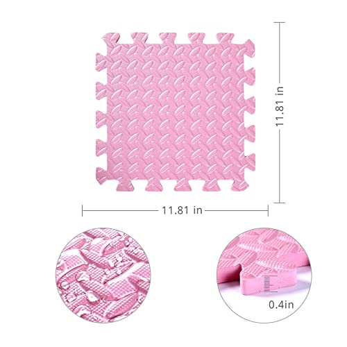 16 Tiles, 0.4 Inch Thicked Interlocking Floor Mats with Solid Colors, Squares Baby Play Mat, EVA Foam Puzzle Floor Mat Foam Mats for Kids, Baby, Toddlers (Beige/Pink) - color: Beige/Pink, size: 16 Pcs/47.2*47.2
