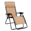 Amazon Basics Outdoor Patio Zero Gravity Folding Reclining Lounge Chair with Padded Headrest Pillow, Adjustable Lawn Chair for Outside, Weather-resistant Textilene, 26", Beige - color: Beige