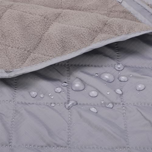 Tranqun 2 Large Outdoor Blanket 78'' x 55'' Quilted Windproof Waterproof Fleece Sandproof Stadium Foldable Warm Blanket for Camping Picnic Sporting Events Cold Weather (Gray) - color: Gray