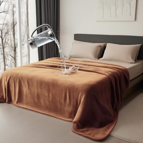 Waterproof Throw Blanket – Leakproof, Spill-Proof Flannel Blanket for Bed, Couch, Kids & Pets Protection, Reversible Water-Proof Design (Velvet Brown & Twilight Blue, 40x60) - color: Velvet Brown & Twilight Blue, size: Throw