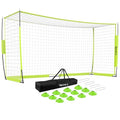 Portable Soccer Goal, Detachable 12x6 FT Soccer Goals Net for Backyard, Quick Setup Training Equipment with 1 Carry Bag, 12 Training Cones - color: Green