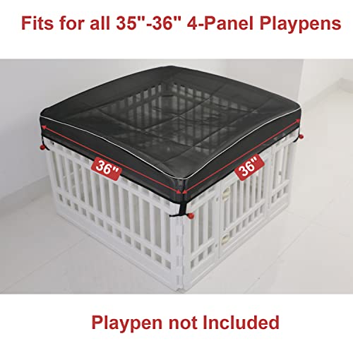 Dog Playpen Cover Mesh Top - Dog Pen Cover for Pets Fits 36 Inch 4 Panels Square Plastic Exercise Pet Pen,Provide Security for Indoor Dog Pen (Playpen Not Included) - color: 36 inch 4 panel mesh cover