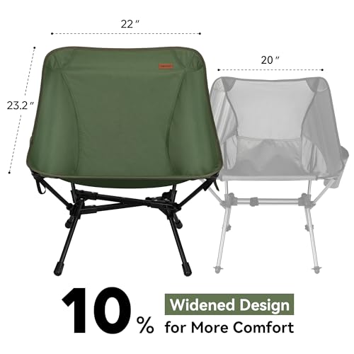 TOBTOS Ultralight Camping Chair, Portable Folding Chair Support 330 lbs, Compact Backpacking Chair with Carry Bag for Hiking Travel (Green) - color: Green