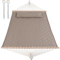 ANOW Double Hammock with Spreader Bars and Detachable Pillow, 2 Person Hammock for Outside, 450 LBS Weight Capacity, Light Brown - color: Light Brown, size: 2 Person Without Stand