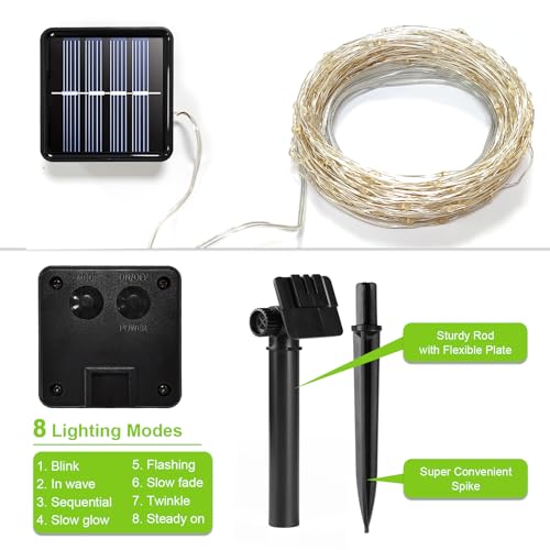 2 Pack Solar Fairy Lights Outdoor, 33 Feet 100 LEDs 8 Modes String Lights for Outside, Waterproof Solar Outdoor Light for Patio Yard Christmas Tree Halloween Wedding Party Decorations, Orange - color: Orange, size: 2 Pack 100 LEDs