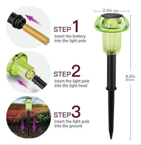 St Patricks Day Solar Pathway Lights Outdoor Decorative 4 Pack, Green LED Mushroom Solar Lights Outdoor Waterproof Solar Powered Easter Decor for Patio, Valentines Day Halloween Christmas Garden Decor - color: 4-Pack Light Green