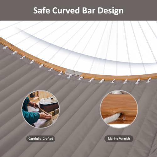 SUNCREAT Hammocks Portable Hammock with Frame, Backyard Double Hammock with Curved Spreader Bar, Brown - color: Brown