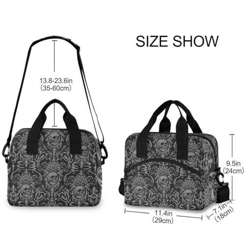 Skull Gothic Insulated Lunch Bag Reusable Lunch Tote Bag Cooler Bag for Women Men Adult Lunch Box with Adjustable Shoulder Strap Leakproof Lunch Bag for Work School Picnic Camping - color: Skull-1