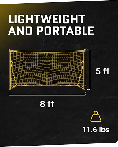 SKLZ Quickster Soccer Goal - Portable Goal for Backyard & Field - Durable Tension-Tite Frame & Heavy Gauge 2-Ply Net - Adjustable Click-Lock Poles, Metal Stakes - Carrying Case with Handle - style: 6 x 4 Feet