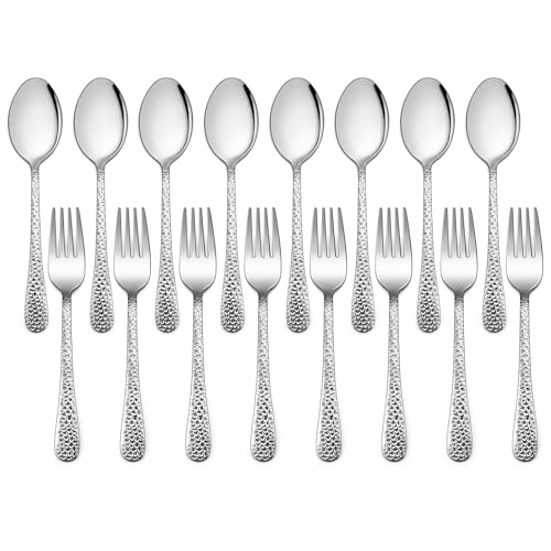 LIANYU 16-Piece Kids Silverware Set, Includes 8 Kid Spoons, 8 Kid Forks, Stainless Steel Toddler Utensils Children Flatware Set, Child Preschooler Cutlery Set, Dishwasher Safe