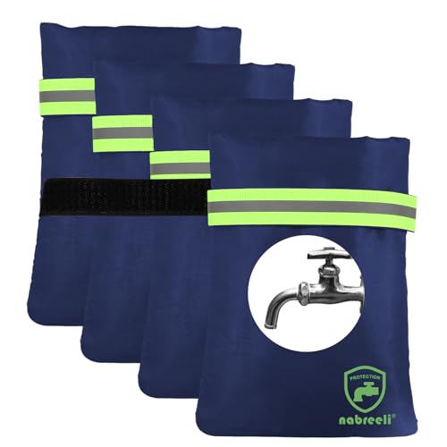 Outdoor Faucet Covers for winter: 4 Pack Freeze Protection Hose Bib Insulation Cover 8.5″x5.9″x1.9″ Frost Free Outside Spigot Cover Bags Insulated Covers with Reflective Strips(blue) - color: blue-4pc