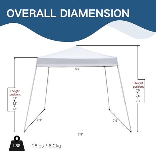 Outvita Canopy 7.8x7.8' Pop Up Commercial Instant Gazebo Tent, Waterproof & UV Protection Canopy Tent with Slant Legs for Party Wedding Birthday BBQ Events - style: 7.8x7.8-white