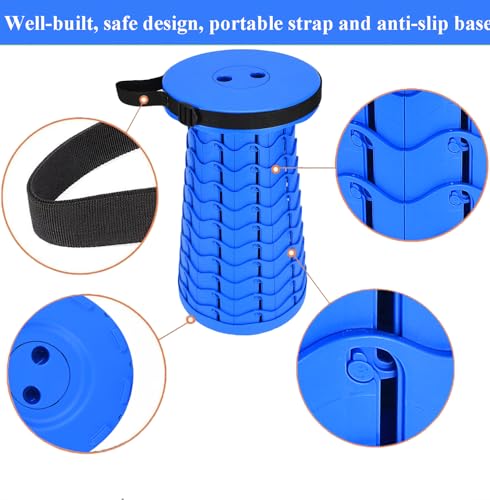 Fishboy Upgraded Collapsible Stool, 400lbs Max Weight, Lightweight But Sturdy, Portable Retractable Folding Telescoping Foldable Camping Stool for Adults Outdoor Fishing Hiking BBQ - color: All Blue