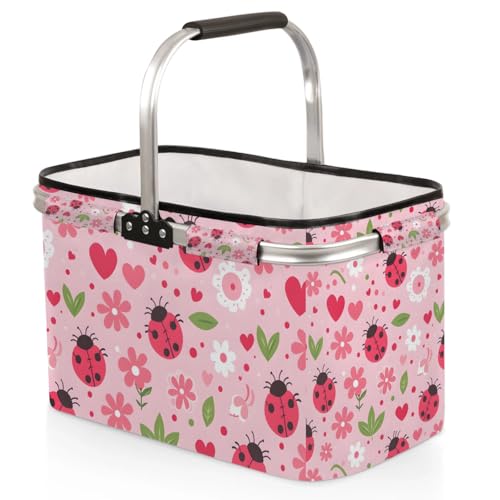 Picnic Baskets Shoping Basket Collapsible Portable Picnic Basket - color: Ladybird(style 1)