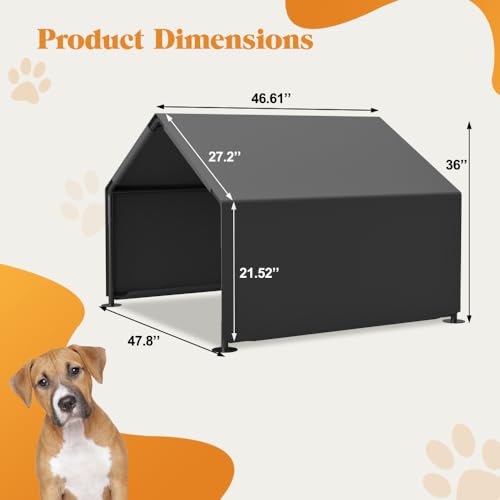 Portable Outdoor Dog Shade Shelter – Lightweight Water-Resistant Pet Tent for Backyard, Patio, Garden & Travel Use (Gray + Metal) - color: Gray + Metal