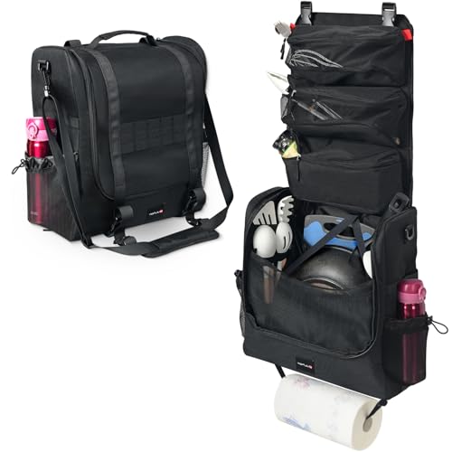 Camp Kitchen Organizer, Cooking Tools Storage Caddy Bag, Multi-Pockets, Paper Towel Holder, Portable Hanging Kitchen Caddy for Camping Utensils, Cookware & BBQ Essentials Bag Only