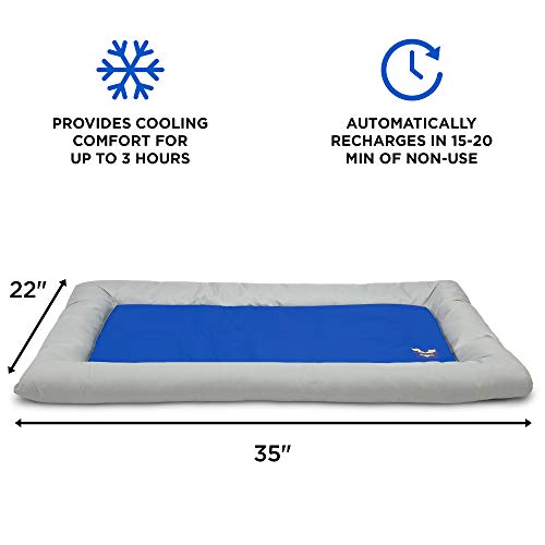 Arf Pets Dog Self Cooling Bed Pet Bed – Solid Gel Based Self Cooling Mat for Pets, Includes a Foam Based Bolster Bed for Extra Comfort - size: 22" x 35"