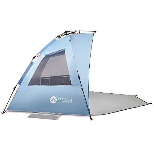 Easthills Outdoors Instant Shader Dark Shelter XL Beach Tent 99" Wide for 4-6 Person Sun Shelter UPF 50+ with Extended Zippered Porch Sky Blue - color: Dark Shelter - Sky Blue