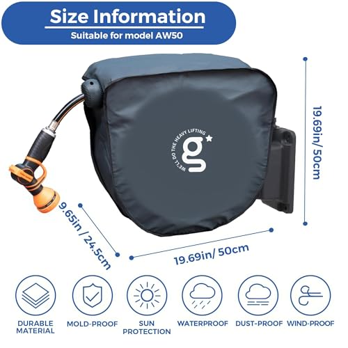 Giraffe Tools AW50 Retractable Garden Hose Reel Cover UV Resistant, Anti-Fading and Waterproof Cover for Water Hose Reel