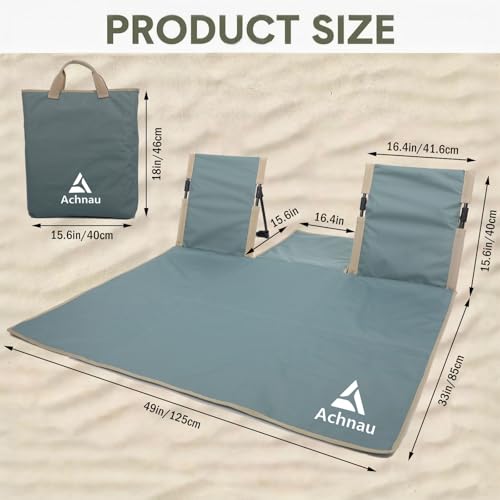 Beach Mat Lounge Chair 2-Person Foldable, Lightweight Lounge Mat with Back Support,600D Oxford 49"x49" Widen Beach Seat Storage Bag for Holidays Garden Camping Swimmingpool (Blue) - color: Blue