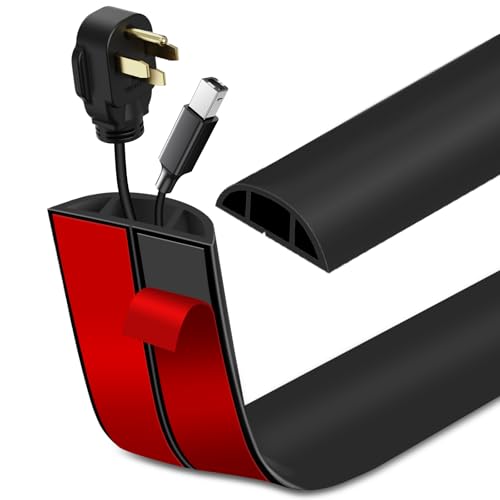 Floor Cord Cover Self Adhesive Cord Hider Floor Extension Cord Covers for Floor Power Cord Protector Cable Management Prevent Cable Trips Cable Cavity 0.47" W x 0.27" H (Black, 3.3Ft) - color: Black, size: 1.18" x 3.3'