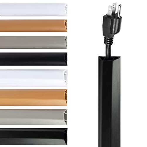 Rubber Bond TV Cord Hider Cable Protector - Strong Self Adhesive Wall Cord Cover Cable Hider - Low Profile Cable Management Wall Cord Concealer Cable Raceway - color: Black - One Thick Cord, size: 4 Feet