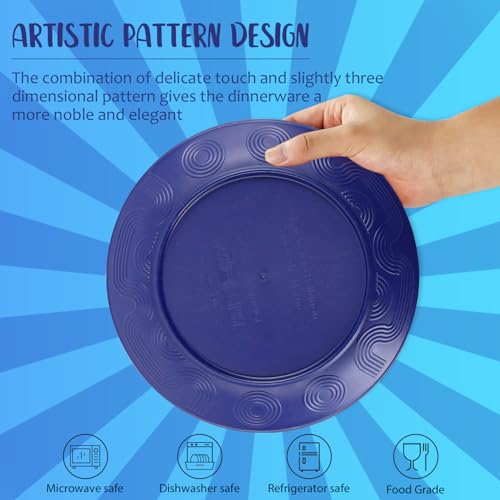Dinnerware Set 40 PCS Wheat Straw Dishes Set - Service for 8 Unbreakable Plastic Dish Set Microwave Safe Plates and Bowls Sets Lightweight Cups Sets Outdoor Dishes - Island Colors - color: Island Series, size: 40 PCS