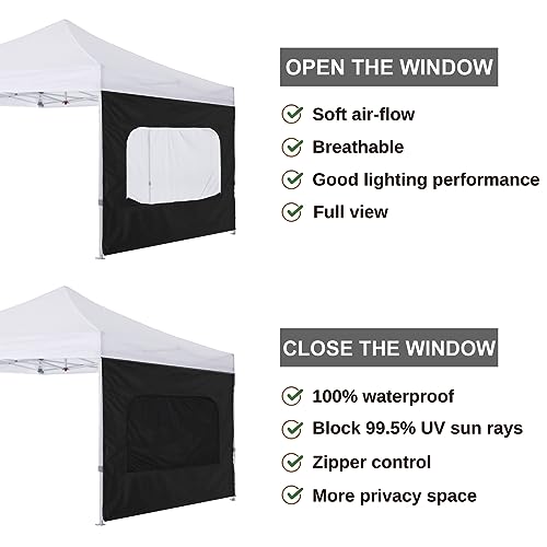 COOSHADE Instant SunWall 8x8 SideWall for Pop up Canopy Tent, 1 Pack Sidewall with Mesh Window Only, Black - color: Black, size: 8x8-Net Window